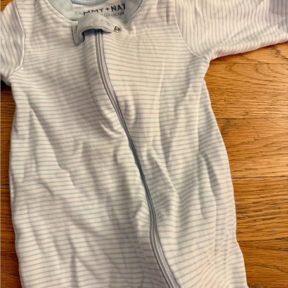 Sammy + Nat Blue and White Striped Footie - Picture 3 of 5